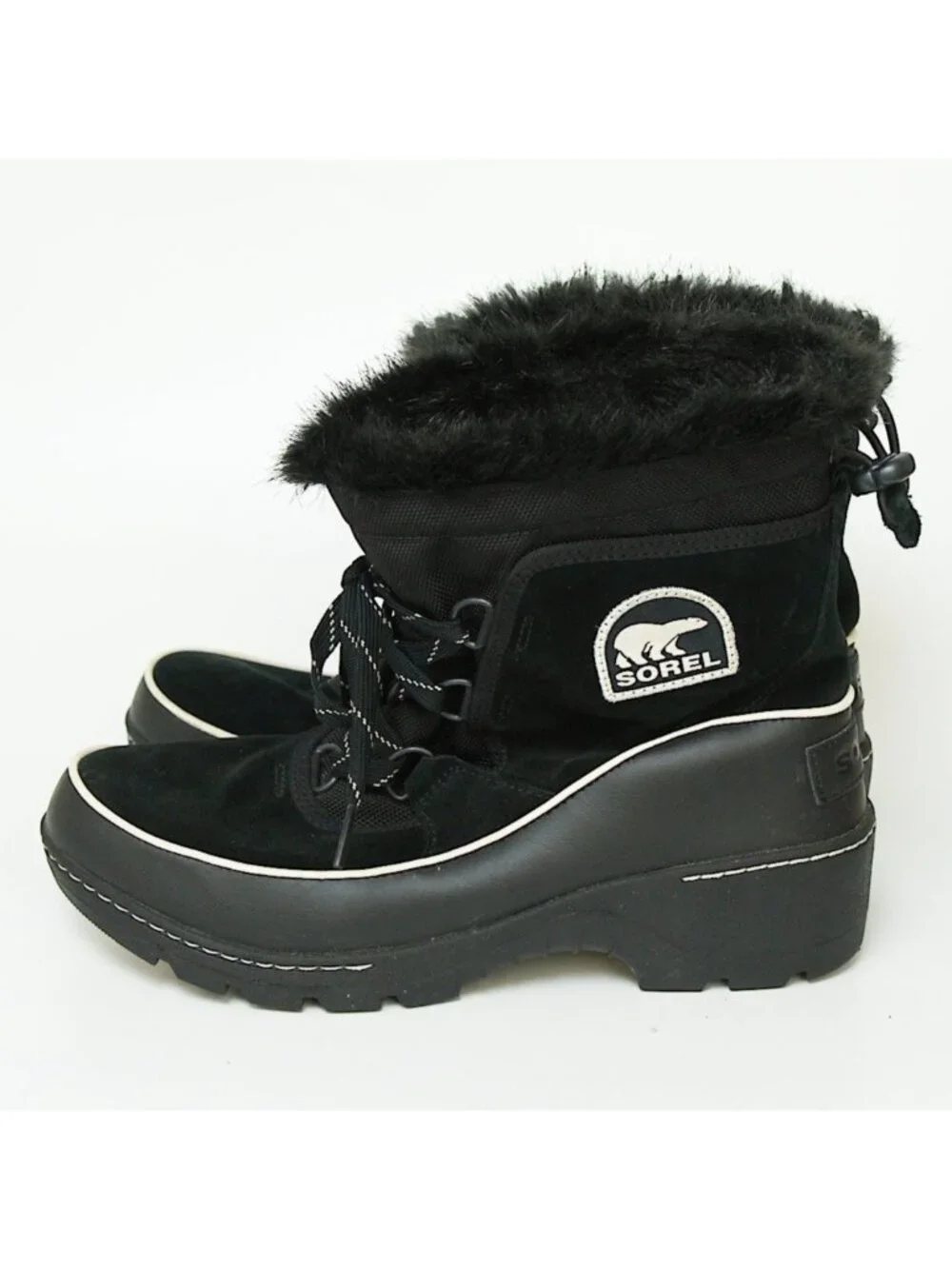SOREL Tivoli Womens Winter Boots Size 9.5 Womens Black Waterproof Faux Fur Lined